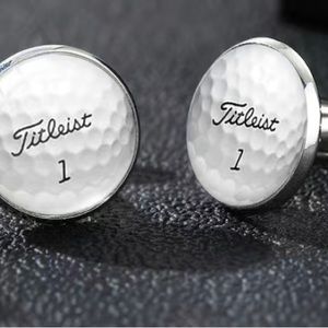 1 Pair Men's Golf Pattern Silver Cufflinks
